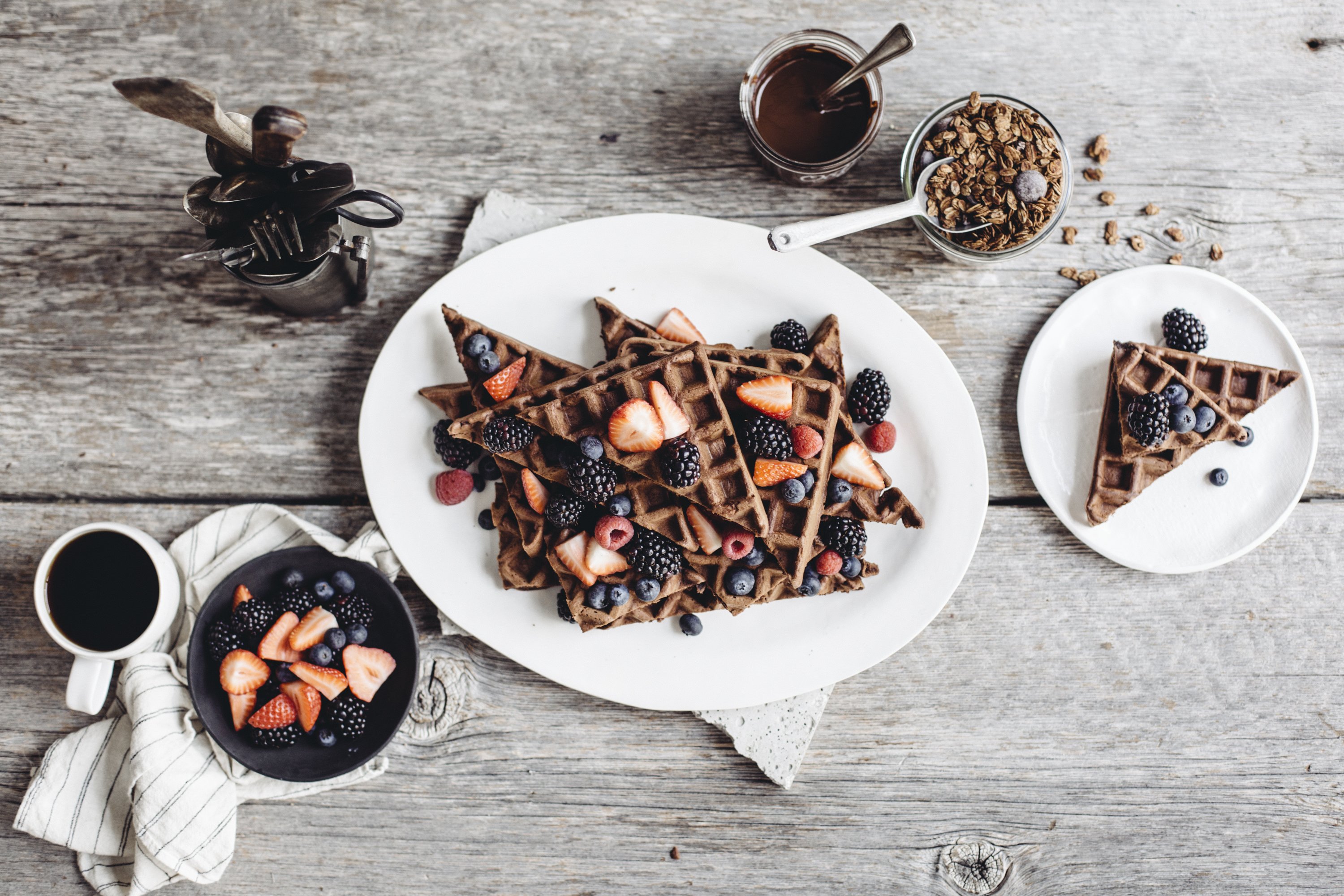 Gaufres au chocolat présentation