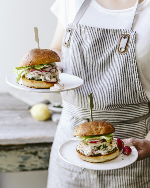 Guedilles de crevettes en burger