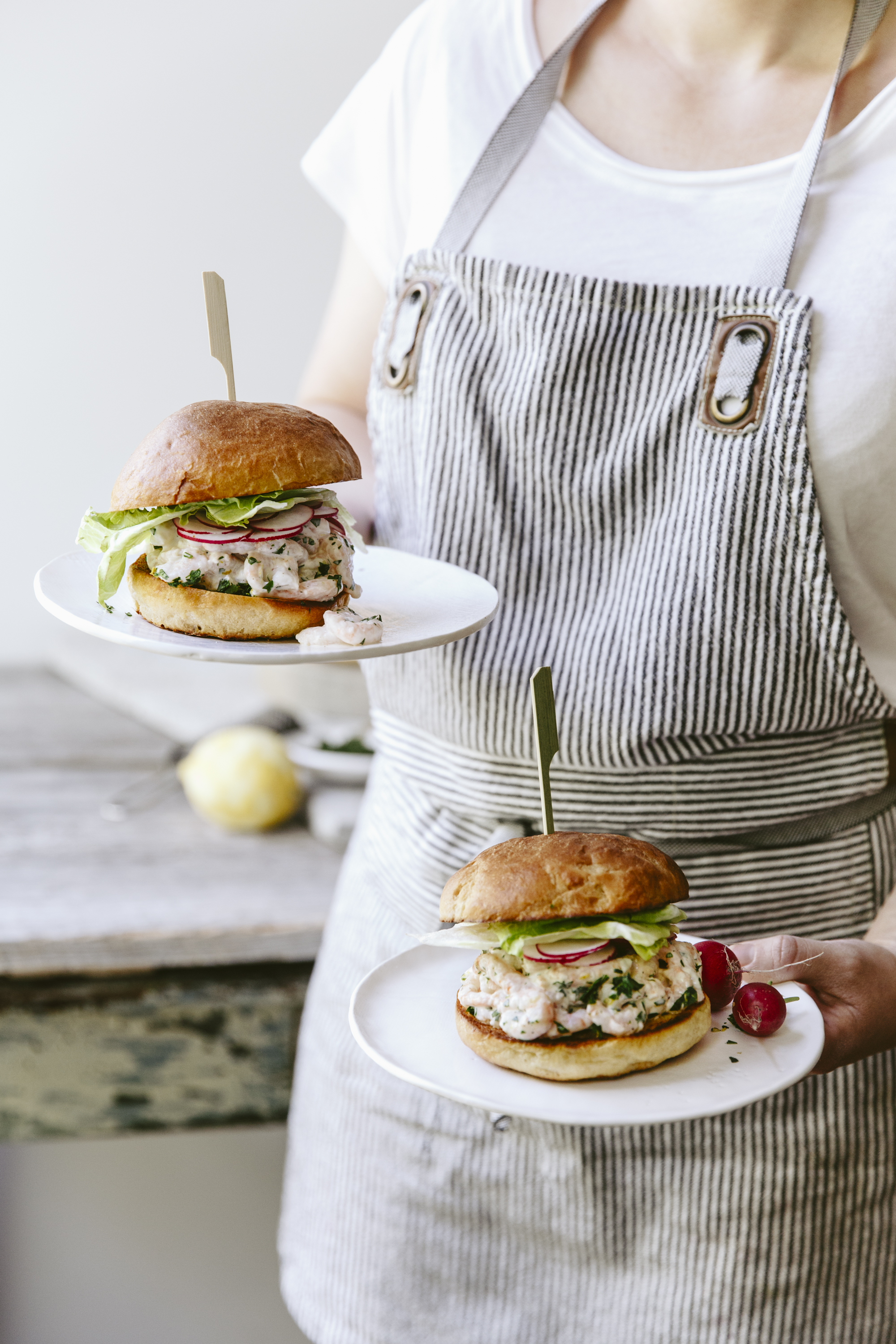 Guedilles de crevettes en burger