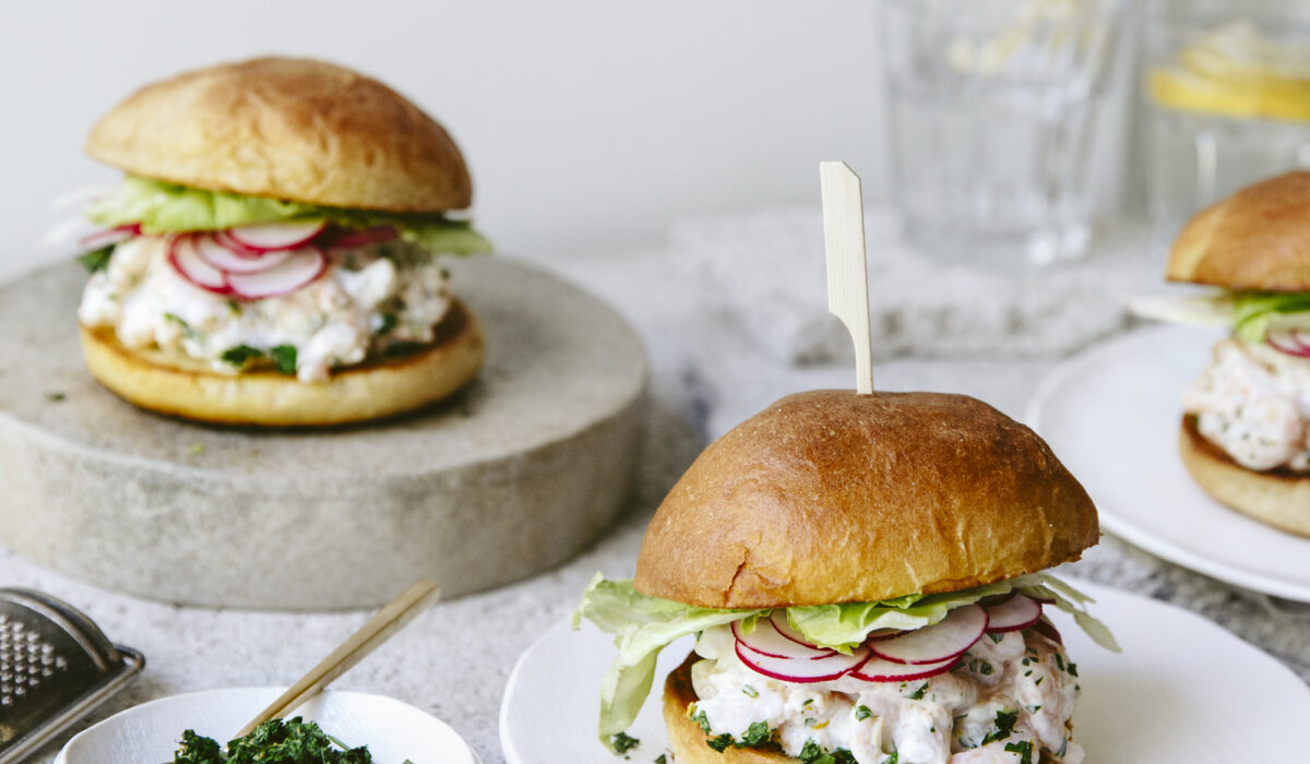 Guedilles de crevettes en burger