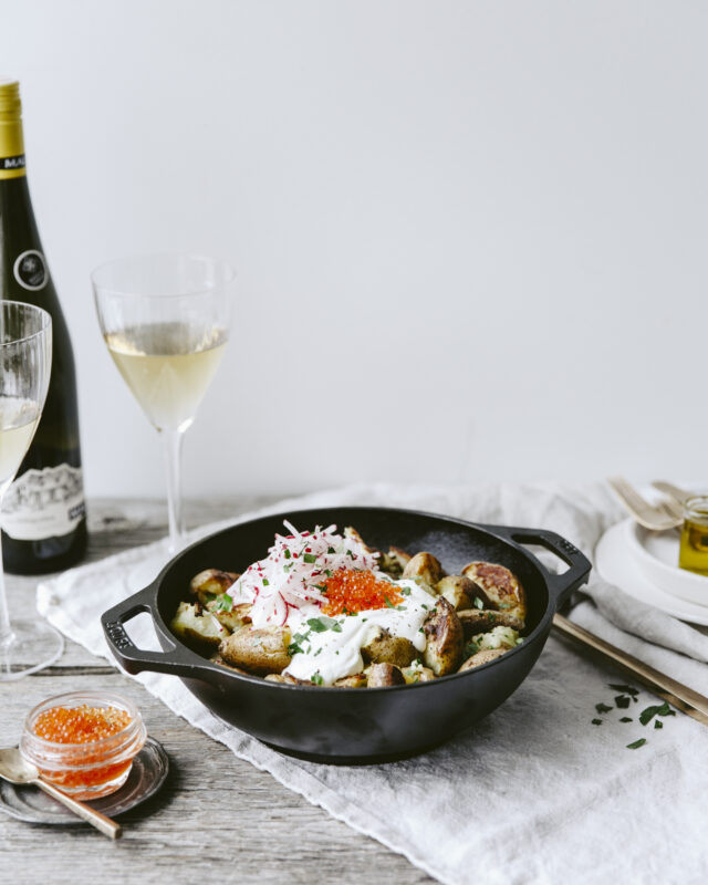 Salade de patates écrasée à la truffle