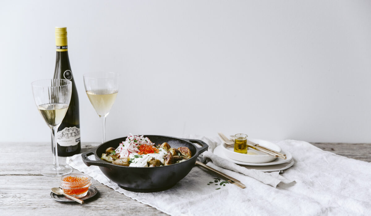 Salade de patates écrasée à la truffle