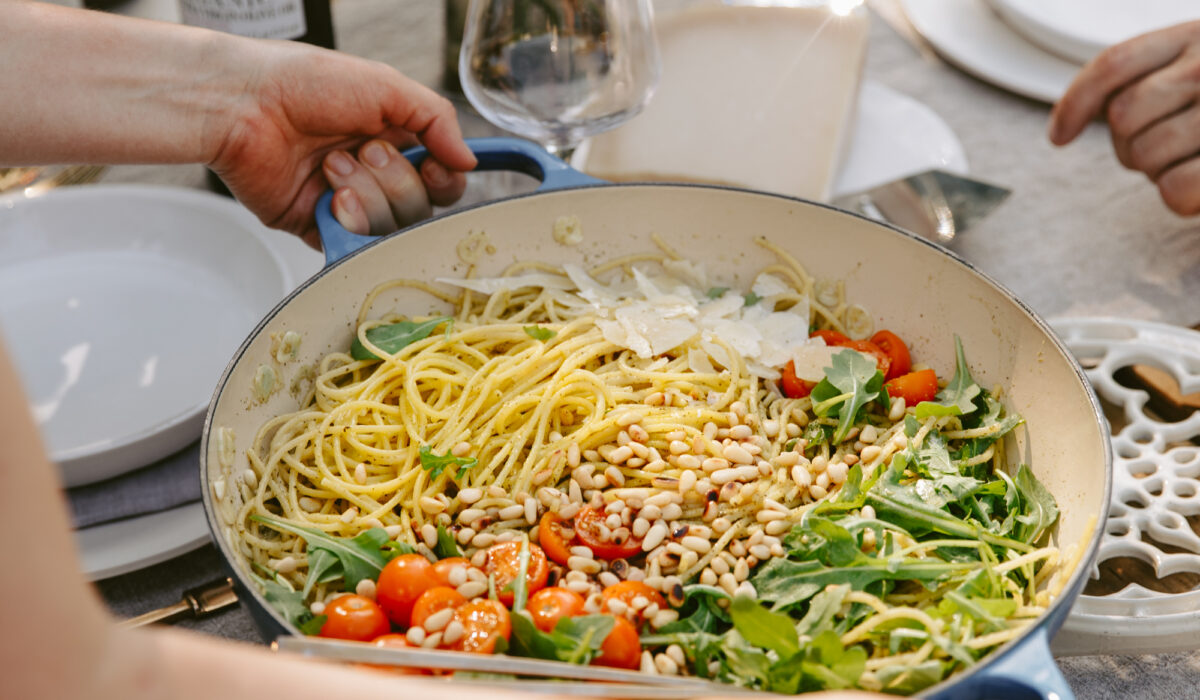 Spaghetti pesto roquette