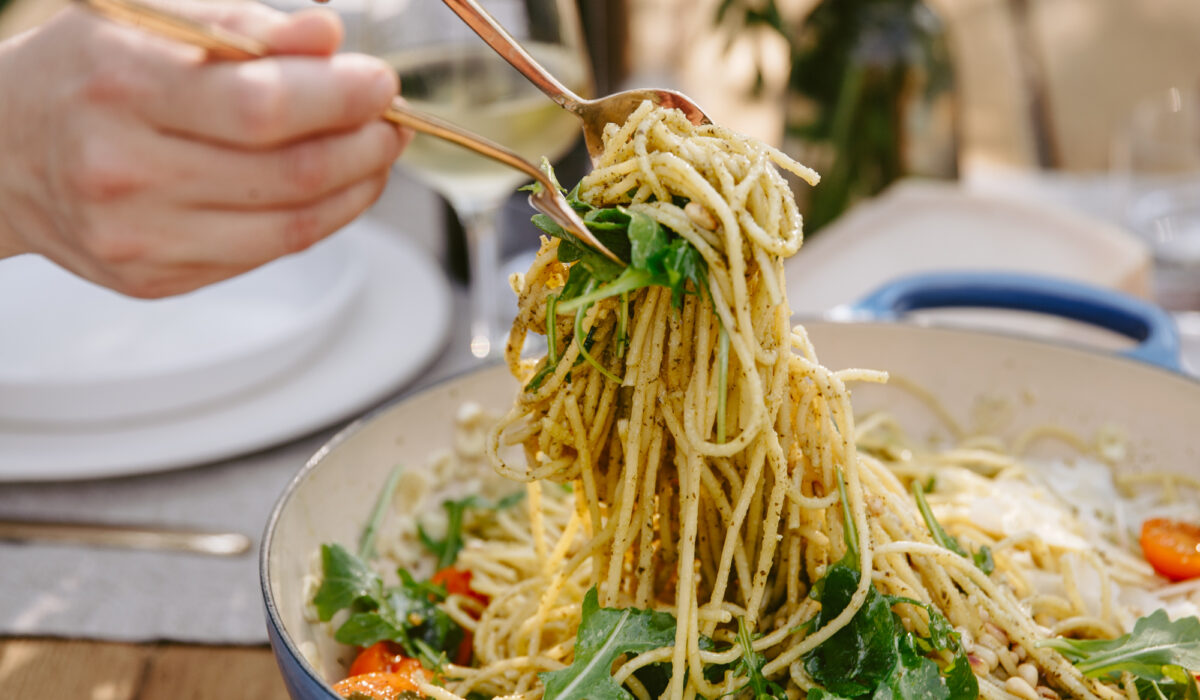 Spaghetti pesto roquette