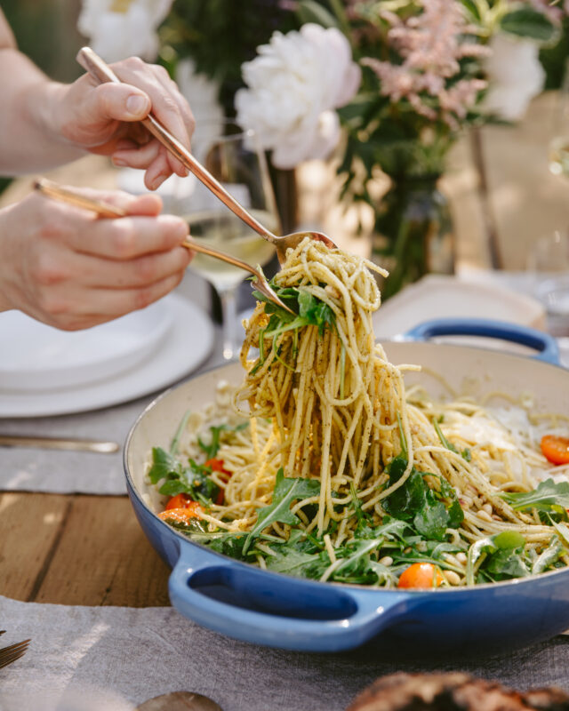 Spaghetti pesto roquette