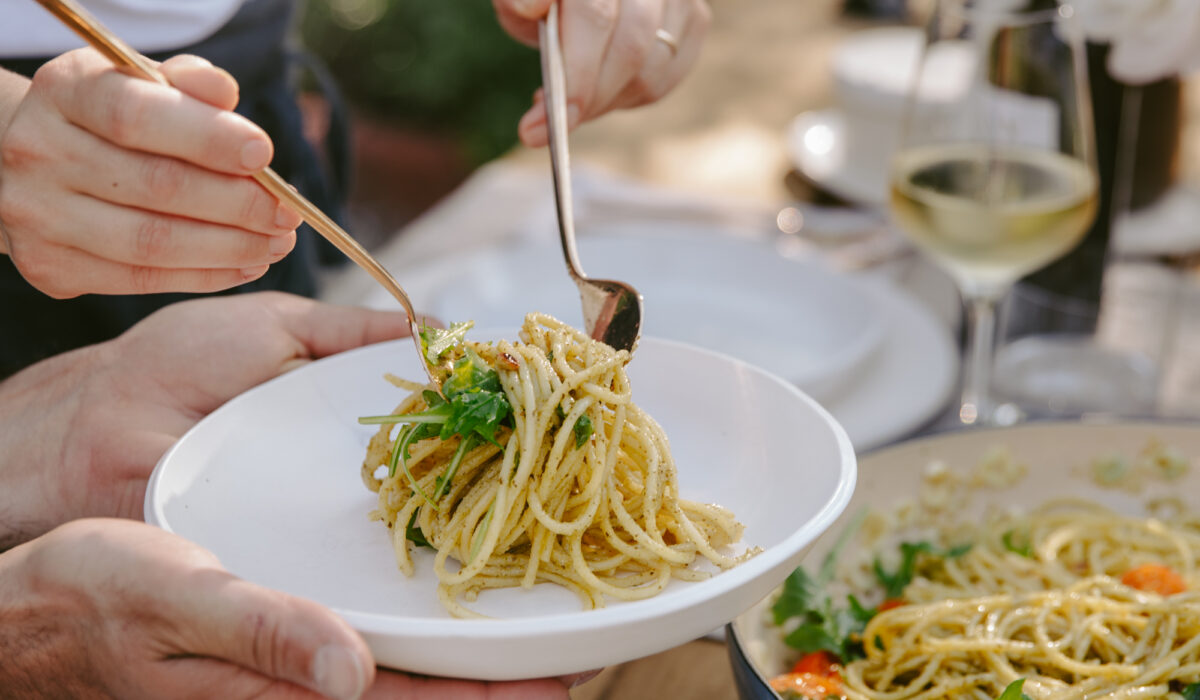 Spaghetti pesto roquette
