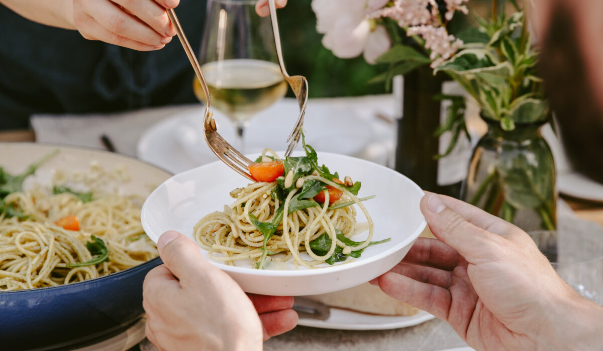 Spaghetti pesto roquette
