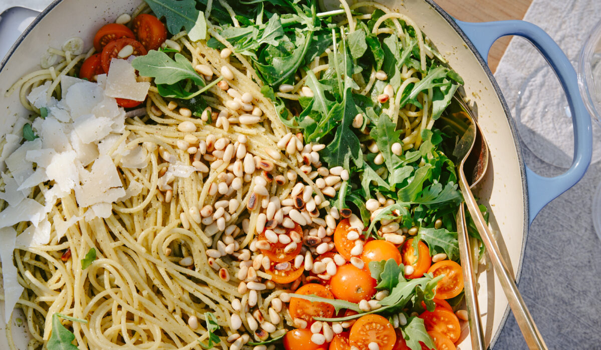 Spaghetti pesto roquette